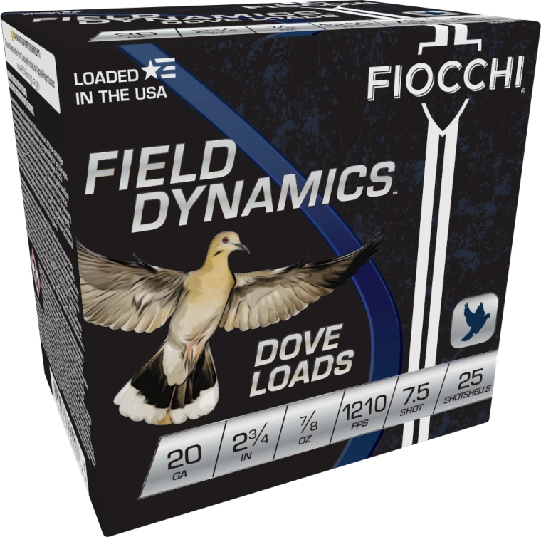 Fiocchi 20GT75 Field Dynamics Dove & Quail 20Gauge 2.75" 7/8oz 7.5Shot 25 Per Box/10 Case                                                                                                               