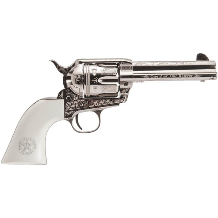Cimarron Texas Ranger .45 LC Single Action Revolver 4.75" Barrel 6 Rounds Simulated Ivory Grips Engraved Nickel Finish