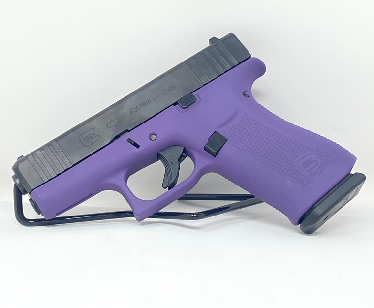 GLOCK 43X G43X HGA 9MM 3.6 IN BBL FS 5LB BLACK 2 10RD MAGS CERAKOTE PURPLE FRAME