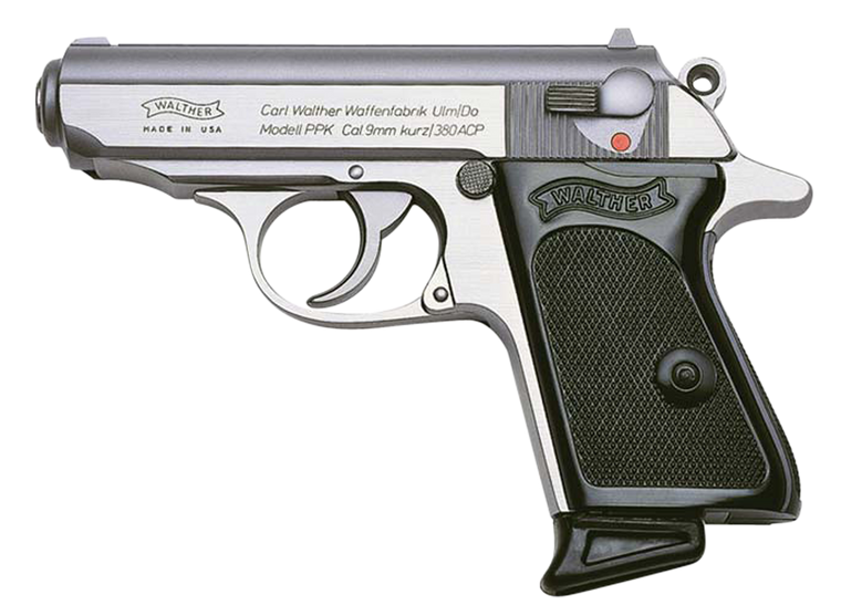 Walther Arms 4796004 PPK/S 380 ACP Caliber with 3.30" Barrel, 7+1 Capacity, Overall Stainless Steel Finish, Beavertail Frame, Serrated Slide & Long Black Polymer Grip