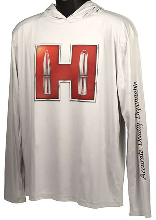 Hornady 99692M Solar Hoodie White w/Red Logo Long Sleeve Medium