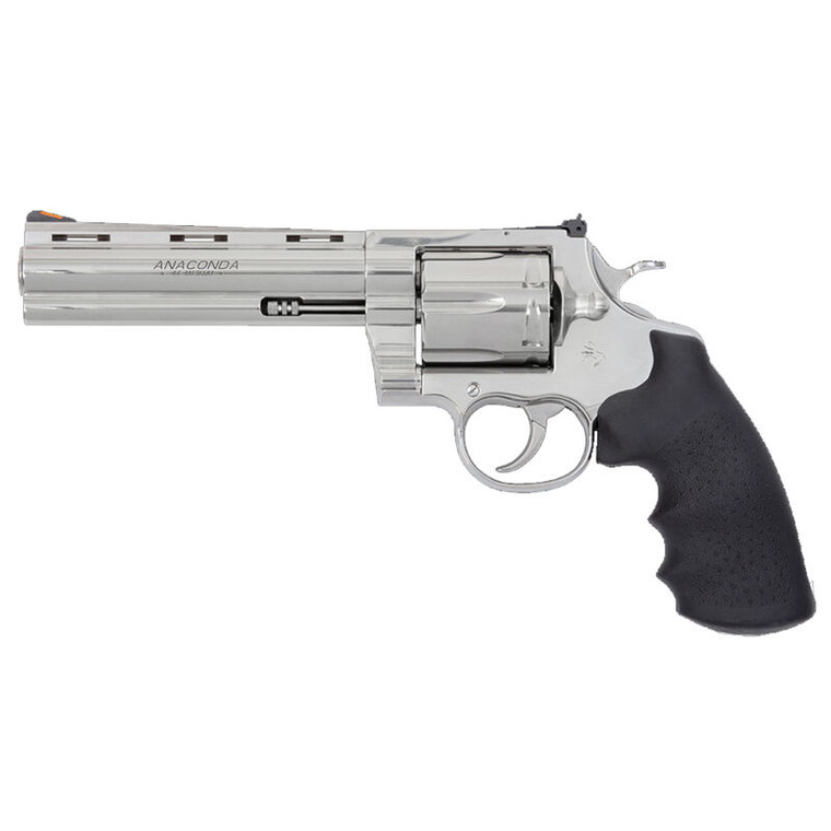 Colt Anaconda .44 Magnum Revolver 6" Barrel 6 Rounds Hogue Rubber Grips Semi-Bright Stainless Steel Finish