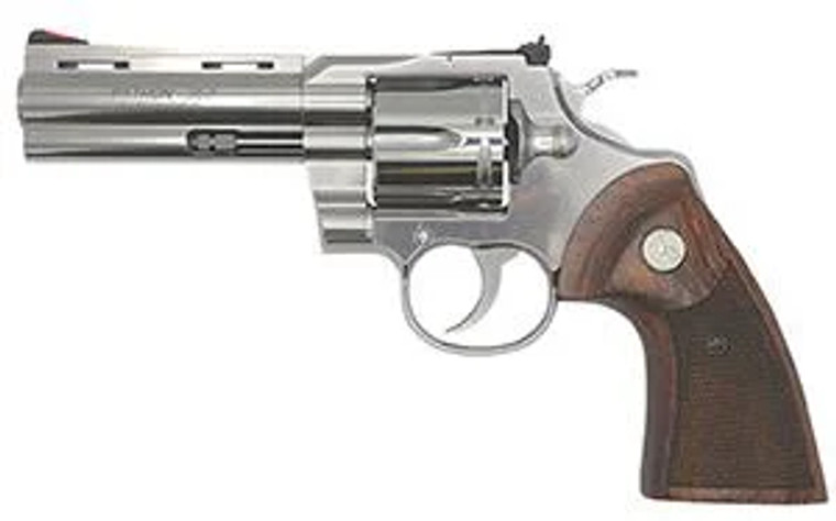 Colt Python .357 Magnum Revolver 4.25" Barrel 6 Rounds Walnut Target Grips Semi-Bright Stainless Steel Finish