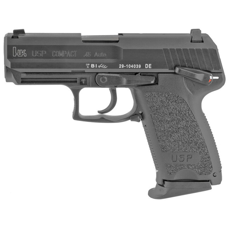 HK USP45C .45 ACP Semi Auto Pistol 3.78" Barrel 8 Round Magazine V1 DA/SA Fixed Sights Matte Black Finish