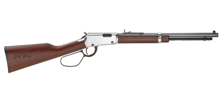 Henry Frontier Carbine "Evil Roy" Edition Lever Action Rifle .22 S/L/LR 16.5" Octagonal Barrel 12 Rounds Silver Receiver Walnut Stock Blued H001TER