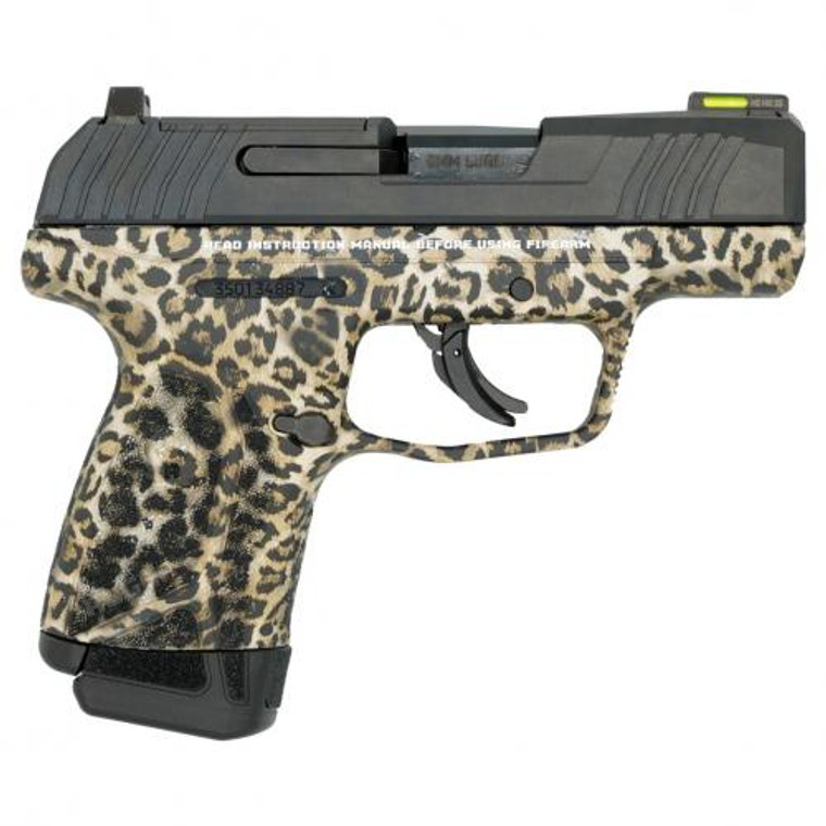 Ruger, MAX-9, Single Action, 9MM, 3.20" Barrel, Leopard Frame, Tritium Fiber Optic Sight