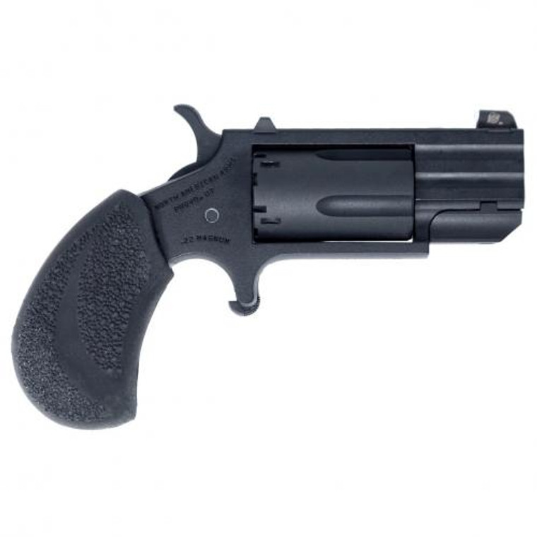 North American Arms Pug Single Action Revolver .22 Long Rifle/.22 Winchester Magnum Rimfire 1" Barrel 5 Round Capacity Large White Dot Front & Fixed Rear Sights Black Hogue Rubber Cobblestone Grips Black Cerakote Finish