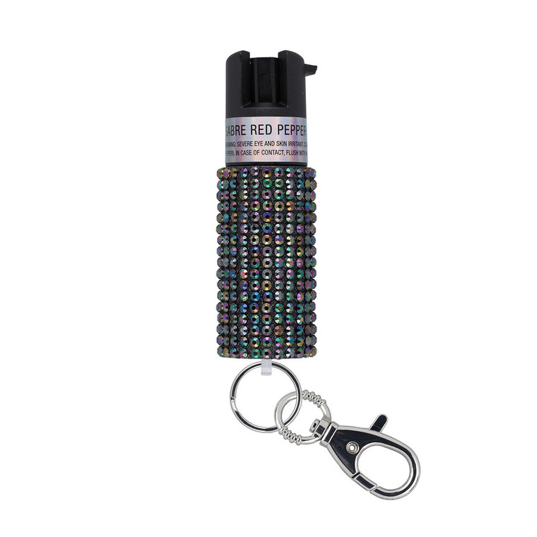 SABRE PEPPER SPRAY WITH JEWELED DESIGN AND SNAP CLIP Black