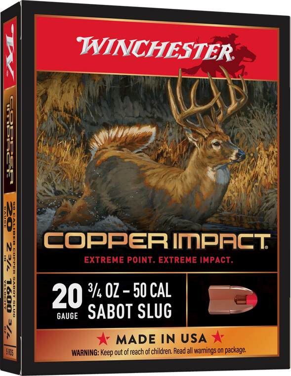 Winchester Deer Season XP Copper Impact 20 Gauge Shotshell 5 Rounds 2 3/4" Sabot Slug 3/4 Ounce X20DSLF