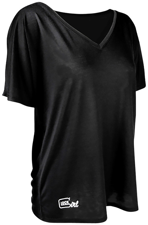 Glock AP960352 Glock Girl Relaxed Black Pre-Shrunk Cotton Short Sleeve V-Neck Large