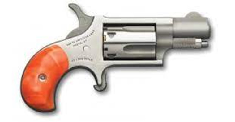 NAA NAA-22LR-GP-O MINI-REVOLVER 22 LR 1 1/8" BARREL FIXED SIGHT STAINLESS ORANGE PEARLITE GRIP 5-RD