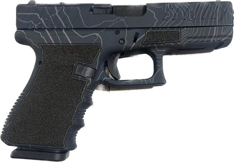 Shark Coast Tactical Custom Glock 19 Gen3 Blue "Topography" 4.1" Barrel, 15+1 9mm, Optics Cut + Custom Machined Slide