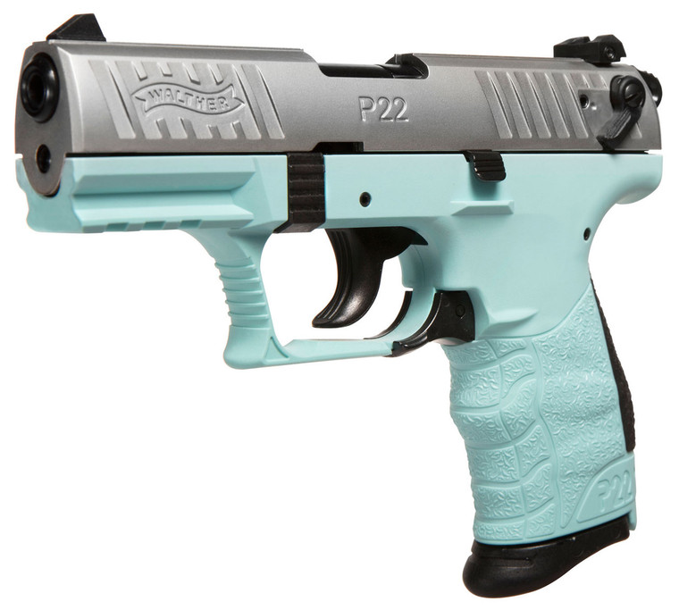 Walther Arms P22 Q Angel Blue/Stainless 22 Long Rifle Pistol - 3.42" Barrel, 10+1 Rounds, Polymer Grips, 3-Dot Sights