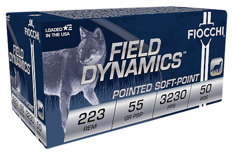 FIOCCHI 223B50 FIELD DYNAMICS 223 REMINGTON 55 GR POINTED SOFT POING 50 ROUNDS PER BOX 10 BOXES PER CASE