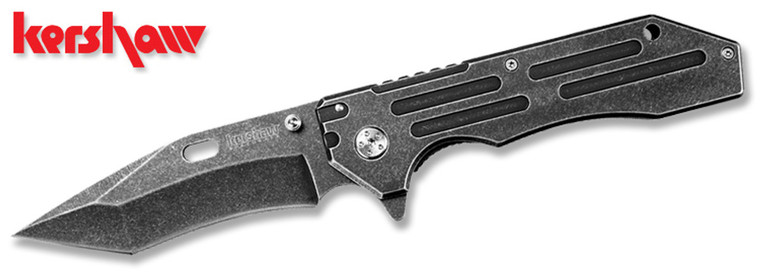 Kershaw 1302BW Lifter Blackwash - 3.5" Plain Edge Blackwash Tanto 8Cr13MoV Blade - SpeedSafe® Assist Flipper - SS Handle w/Frame Lock
