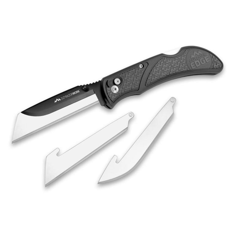 Outdoor Edge RazorWork Folding Knife Gray 3in with 3 Blades