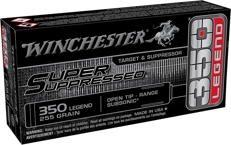 Winchester Ammo SUP350 Super Suppressed  350Legend 255gr Open Tip Range 20 Per Box/10 Case                                                                                                              