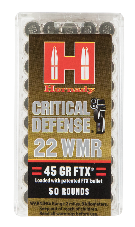 Hornady 83200 Critical Defense  22 WMR 45 gr Flex Tip eXpanding 50 Per Box/ 40 Case                                                                                                                     