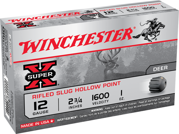 Winchester Ammo X12RS15 Super X  12Gauge 2.75" 1oz Rifled Slug Shot 5 Per Box/50 Case                                                                                                                   