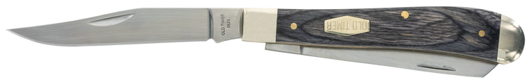 Old Timer 1135990 Heritage Series Trapper 940T 3" Folding Clip Point/Spey Plain D2 Steel Blade, 3.70" Gray Wood Laminate Handle                                                                         