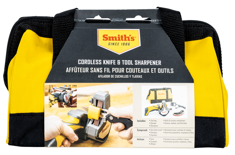 Smiths Products 50969 Knife & Tool Sharpener Cordless Hand Held Fine/Medium/Coarse Ceramic Sharpener Gray/Yellow                                                                                        
