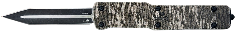 Templar Knife MAMOB321 Premium Lightweight Slim 3.16" OTF Drop Point Plain Black Oxide Stonewashed Powder Coated D2 Steel Blade/4.93" Mossy Oak Bottomland Aged Aluminum Handle                         