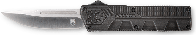 CobraTec Knives SWCTLWDNS Lightweight  3.25" OTF Drop Point Plain D2 Steel Blade/Stonewashed Aluminum Handle Includes Pocket Clip                                                                       