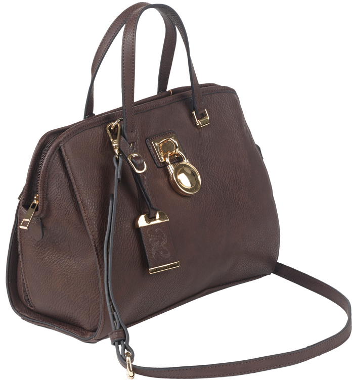 Bulldog BDP028 Satchel Style Purse  Chocolate Brown Leather Satchel Most Sm Pistols & Revolvers Ambidextrous Hand                                                                                       