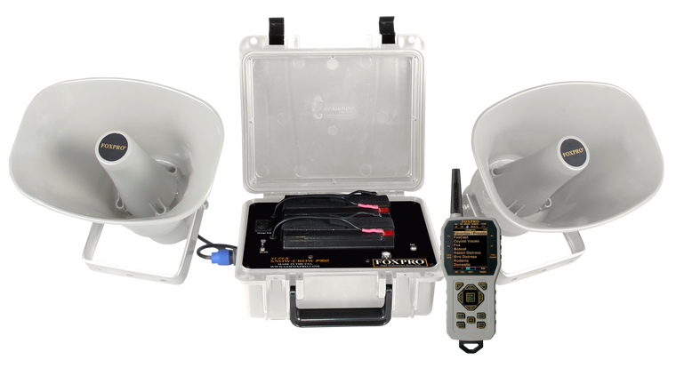 Foxpro SSCPW Super Snow-Crow Pro  Attracts Crow/Predator/Snow Goose Features TX1000 Transmitter White ABS Polymer                                                                                       
