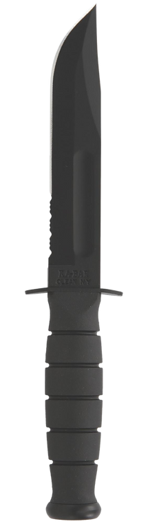 Ka-Bar 1257 Short Fight/Utility 5.25" Fixed Clip Point Part Serrated Black 1095 Cro-Van Blade, Black Kraton G Handle, Includes Sheath                                                                   