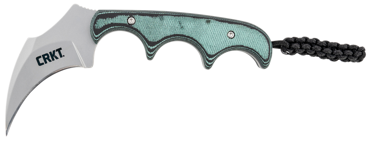 CRKT 2389 Keramin  2.31" Fixed Plain Bead Blasted 5Cr15MoV SS Blade/ Green Contoured Resin Infused Fiber Handle Includes Lanyard/Sheath                                                                 