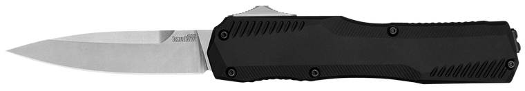 Kershaw 9000 Livewire  3.30" OTF Spear Point Plain Stonewashed CPM 20V SS Blade/ Textured Black Anodized Aluminum Handle Includes Pocket Clip                                                           