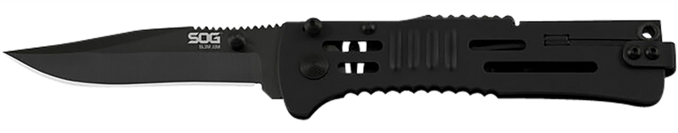 S.O.G SOG-SJ32-CP SlimJim  3.18" Folding Plain Clip Point Satin AUS8 SS Blade/ Black Hardcased Stainless Steel Handle                                                                                   
