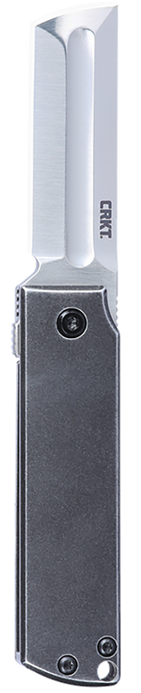 CRKT 5915 MinimalX  EDC 2.19" Folding Modified Tanto Plain Satin 12C27 Sandvik Blade, Stonewashed Stainless Steel Handle                                                                                