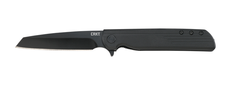 CRKT 3802K LCK + Blackout 3.24" Folding Tanto Plain Black Oxide 8Cr13MoV SS Blade/ Black GRN Handle Includes Pocket Clip                                                                                
