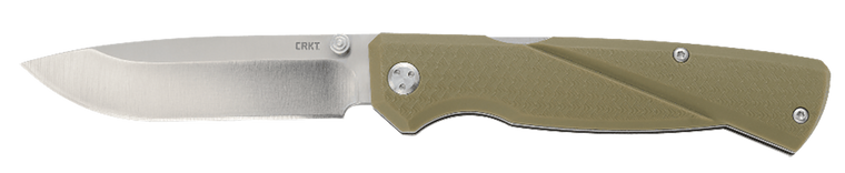 CRKT 6434 Kova  3.50" Folding Drop Point Plain Satin 8Cr13MoV SS Blade/OD Green GRN Handle Includes Pocket Clip                                                                                         