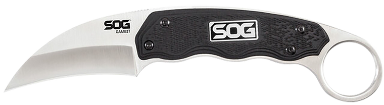 S.O.G SOG-GB1001-C Gambit  2.58" Fixed Sheepsfoot Plain Satin Polished 7Cr17MoV SS Blade Black GRN Handle Includes Sheath                                                                               