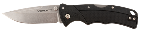 Cold Steel CSFLC3SPSSZ Verdict 3" Folding Clip Point Plain Stonewashed 4116 SS Blade/Black GFN Handle Includes Belt Clip