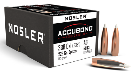 Nosler 54357 AccuBond 338Cal 225gr Spitzer Point 50/Box