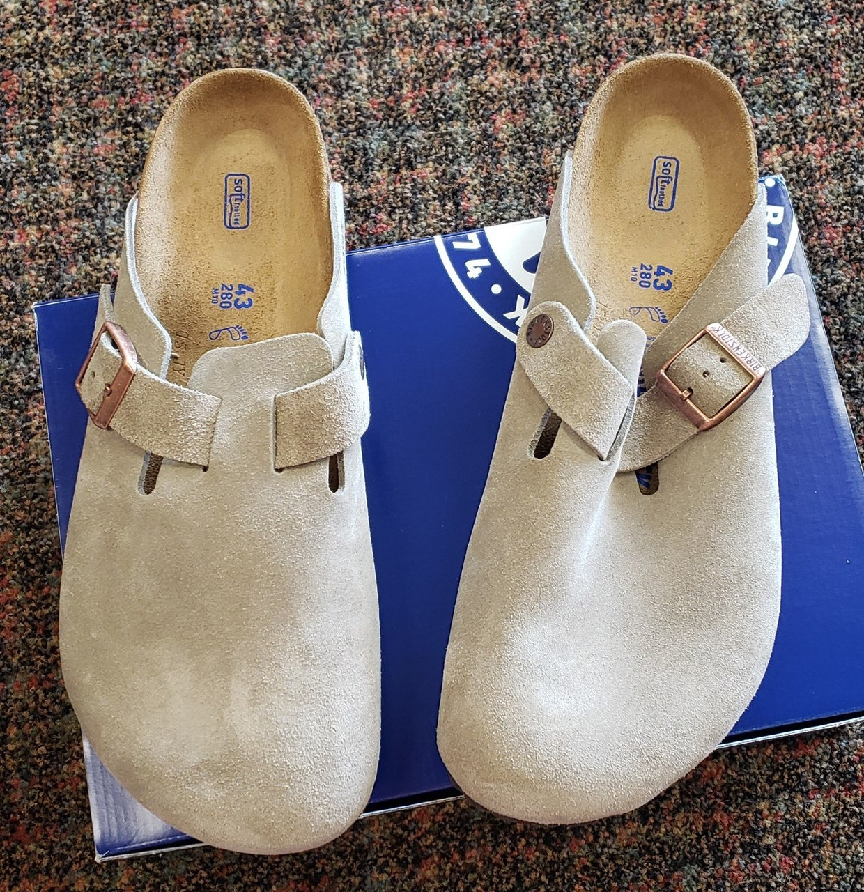 Boston Birkenstock Taupe Suede Clogs 560771/560773