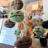 ornaments on a small birch tree