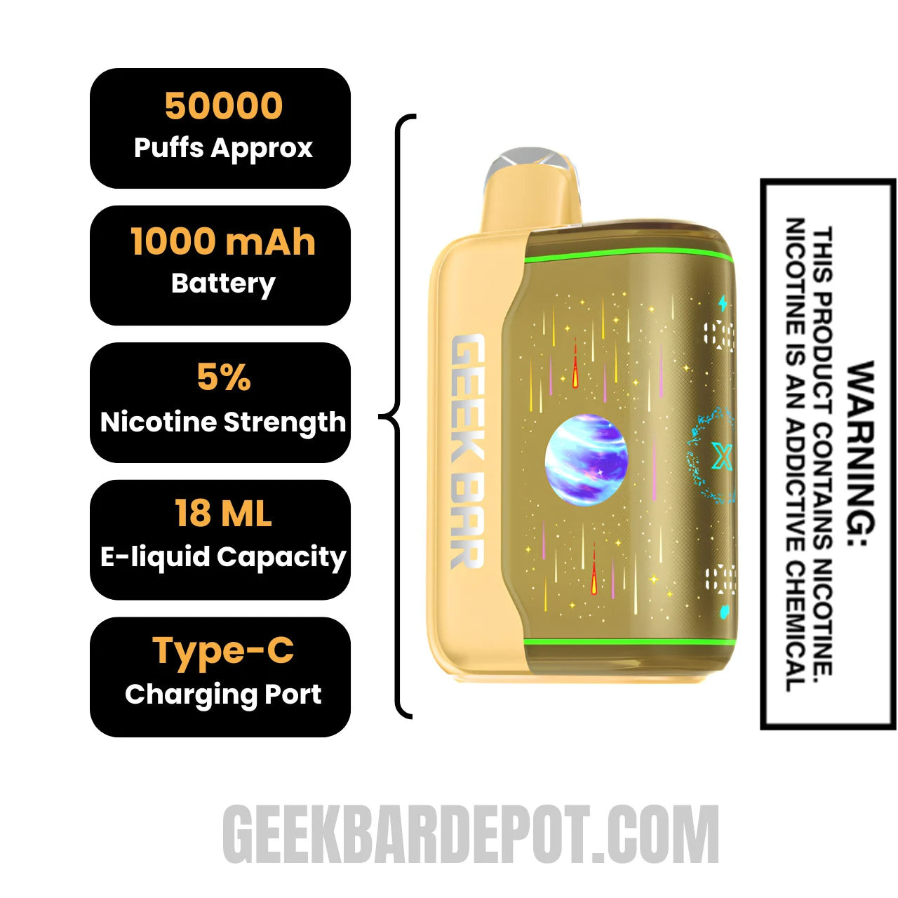 Banana Taffy Freeze Geek Bar Pulse X2 Disposable Vape Specifications