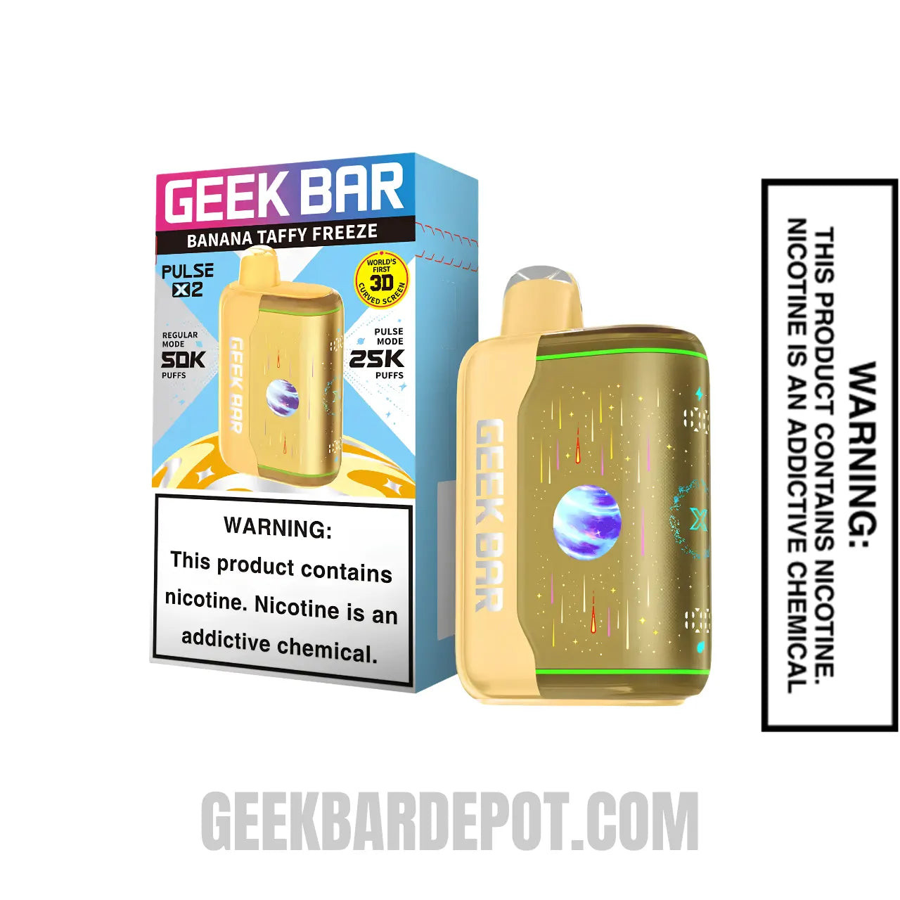 Banana Taffy Freeze Geek Bar Pulse X2 Disposable Vape with Specifications
