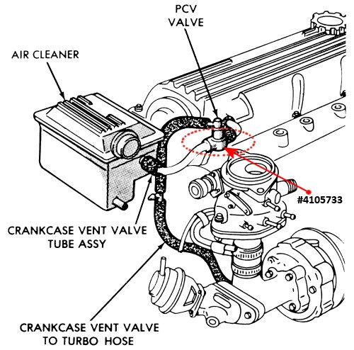 Early T1 Style (Log) PCV Hose #4105733 (Good Used)
