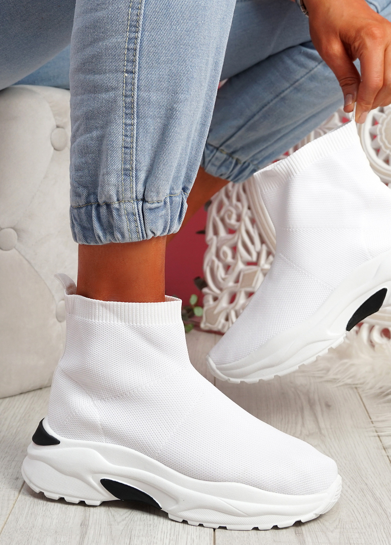 Zime White Sock Chunky Sneakers