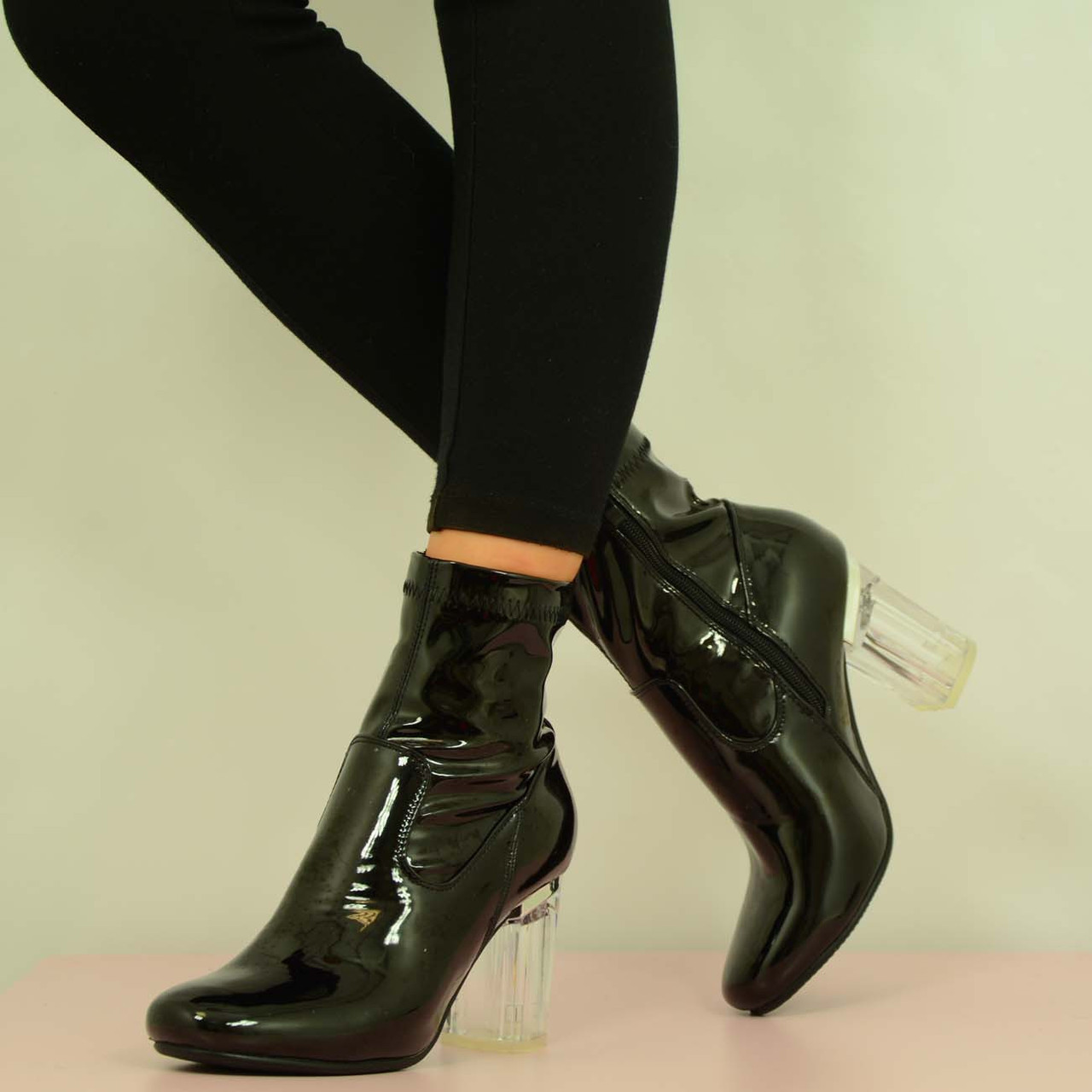 clear heel boots