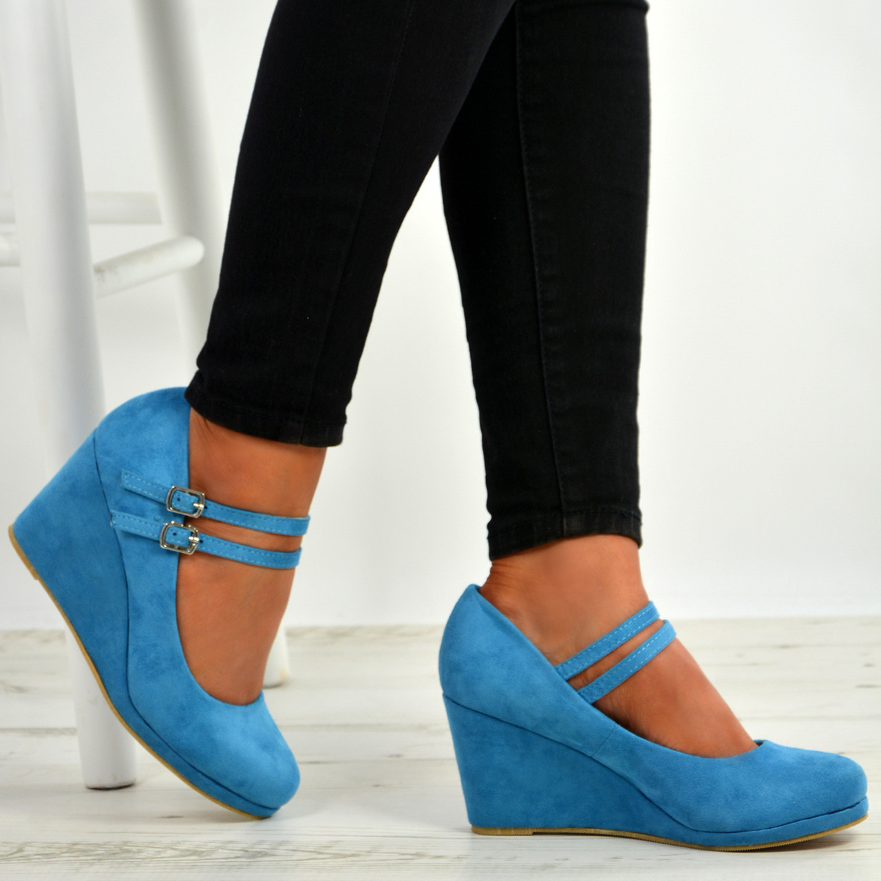 blue wedge dress shoes