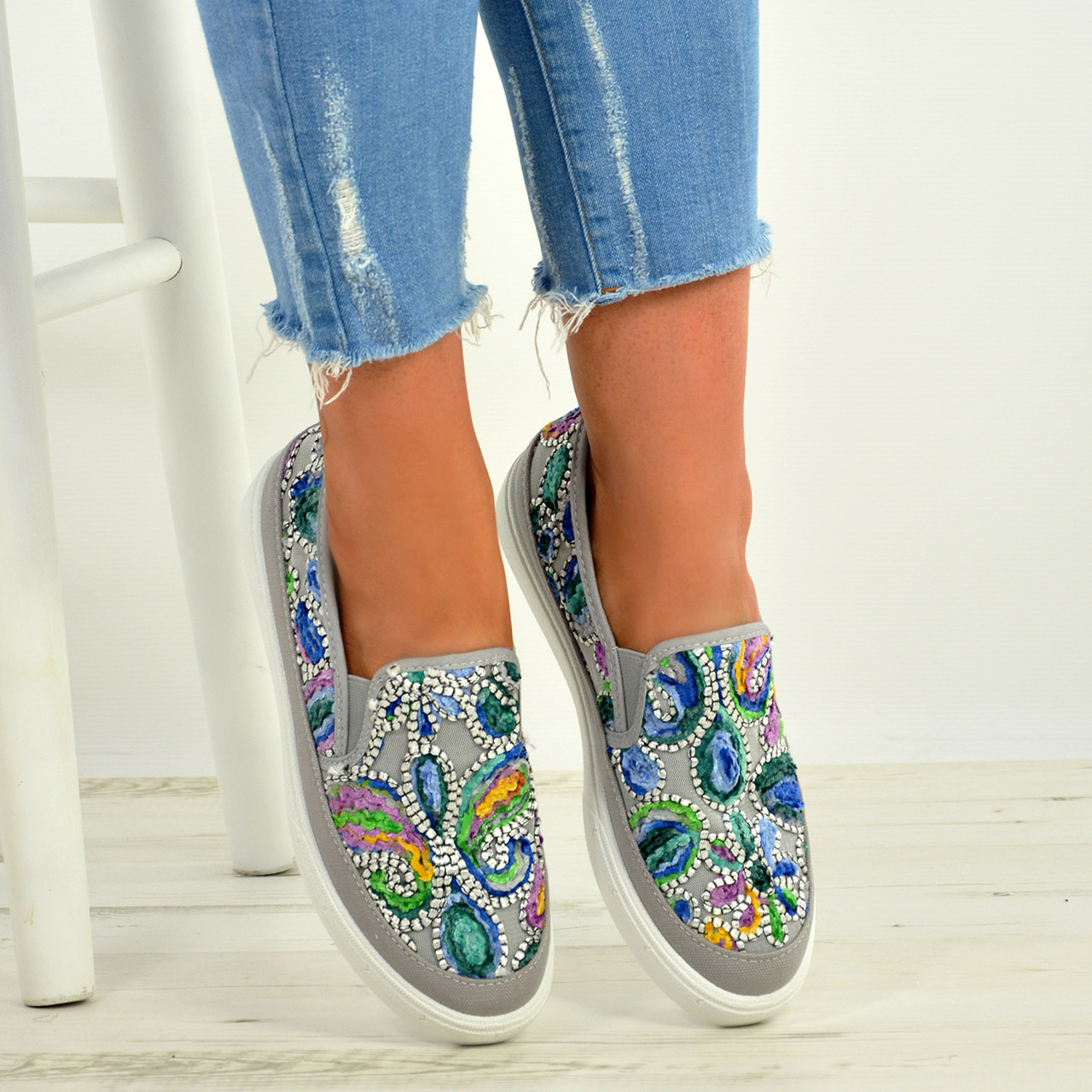 embroidered trainers womens