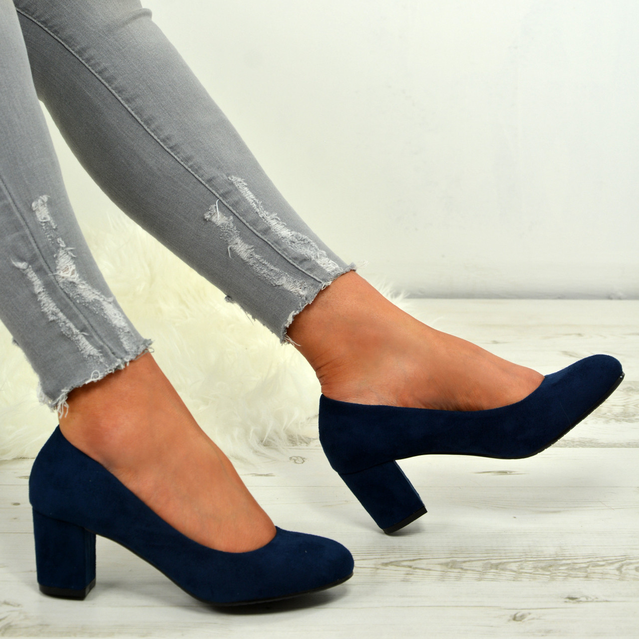 blue mid heel shoes uk