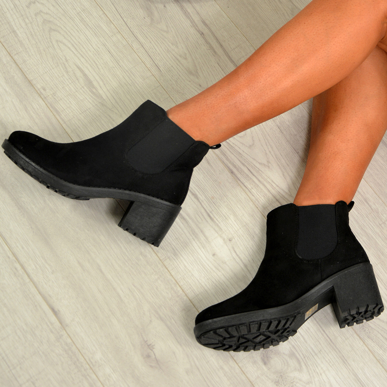 ladies black suede boots